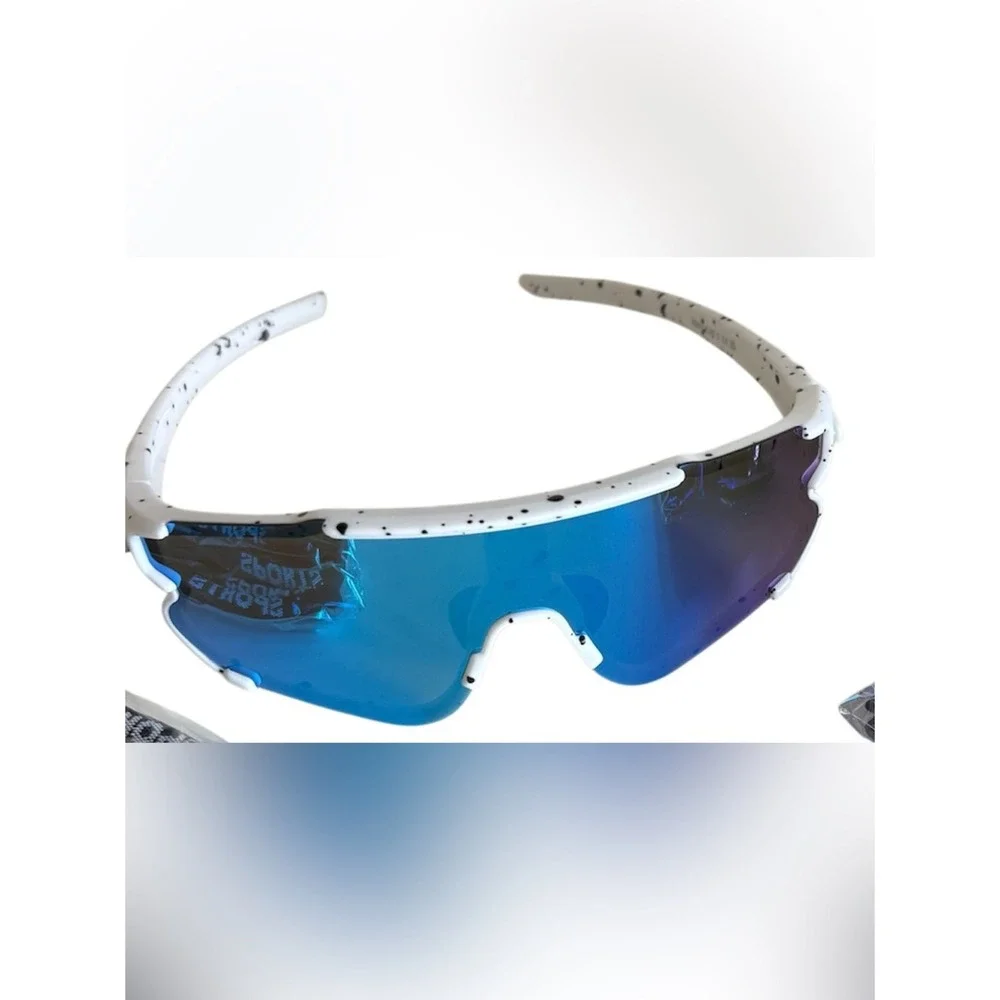 Kids Sports Sunglasses‎ with Blue Mirror Lens and White Frame